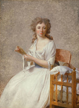 雅克·路易斯·大衛-1792-德帕斯托雷夫人和她的兒子藝術印刷品美術複製品牆藝術 ID-a3mjv5gzj