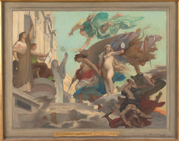 leon-pierre-urbain-bourgeois-1879-esquise-for-mayor-of-the-12th-the-victorious-freedom-is-subject-to-the-law-art-print-fine-art-reproduction-wall-art