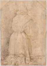 domenico-ghirlandaio-1460跪着的和尚，从后面的艺术印刷品中看到了，精美的艺术复制品，墙上的艺术，id-a3pli1wnt