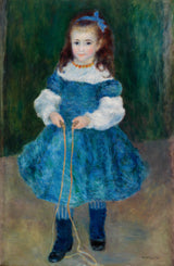 皮埃爾·奧古斯特·雷諾阿 1876 年德爾菲娜·羅格朗的女孩拿著跳繩的肖像藝術印刷品美術複製品牆藝術 id-a3rw366fw
