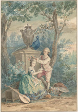 nicolaes-muys-1750-elegant-par-i-en-park-kunsttrykk-fin-kunst-reproduksjon-veggkunst-id-a3uyu2qih