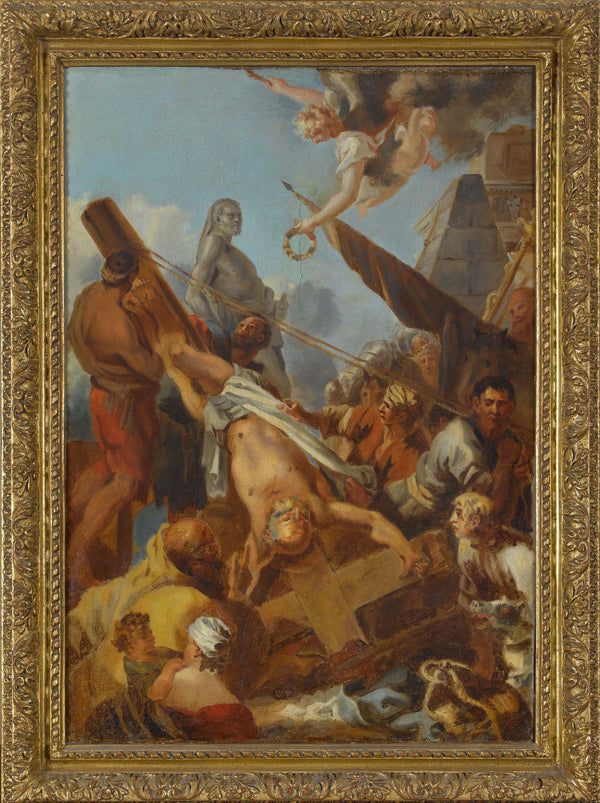 sebastien-bourdon-1643-crucifixion-of-st-peter-sketch-for-the-may-notre-dame-from-1643-art-print-fine-art-reproduction-wall-art