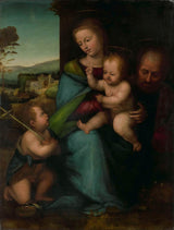 未知-1505-神聖家庭與嬰兒約翰施洗者藝術印刷精美藝術複製牆藝術 id-a40aav2fa