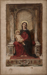francois-alfred-delobbe-1876-madonna-and-child-sketched-for-a-altarpiece-for-the-chapel-of-the-dukes-of-beaufort-spontin-at-castle-petchau-bohemia-art- друк-выяўленчае-рэпрадукцыя-насценнае-мастацтва