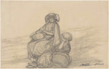 willem-maris-1854-scheveningen-pêcheur-femme-et-fille-assise-sur-la-plage-impression-d'art-reproduction-d'art-mur-art-id-a40kt7cau