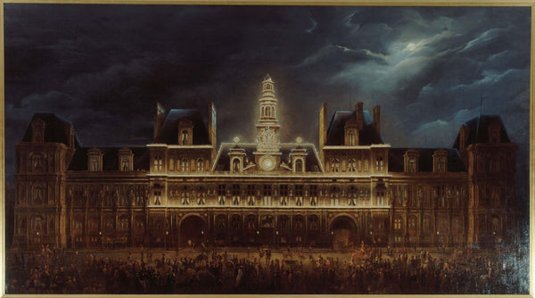 auguste-roux-1847-lighting-of-the-city-hall-to-the-kings-party-on-1-may-1847-art-print-fine-art-reproduction-wall-art