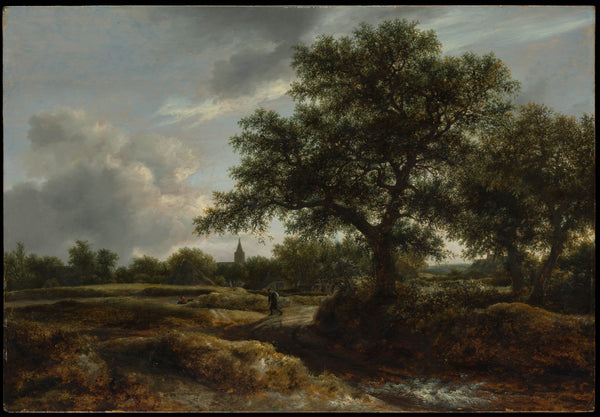 jacob-van-ruisdael-1646-landscape-with-a-village-in-the-distance-art-print-fine-art-reproduction-wall-art-id-a4479ptry