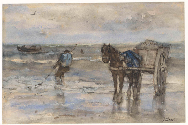 jacob-maris-1847-shells-fisherman-on-the-beach-art-print-fine-art-reproduction-wall-art-id-a44imnxnu