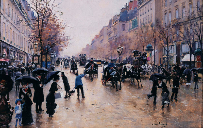 jean-beraud-1880-the-poissoniere-boulevard-in-the-rain-art-print-fine-art-reproduction-wall-art
