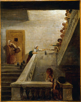 hubert-robert-1794-maten-för-fångarna-i-saint-lazare-fängelset-konst-tryck-konst-reproduktion-vägg-konst