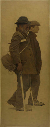 fernand-pelez-1904-cắn-bánh mì-một ông già với nạng và một người đàn ông trẻ cạnh nhau-nghệ thuật-in-mỹ-nghệ-tái tạo-tường- nghệ thuật