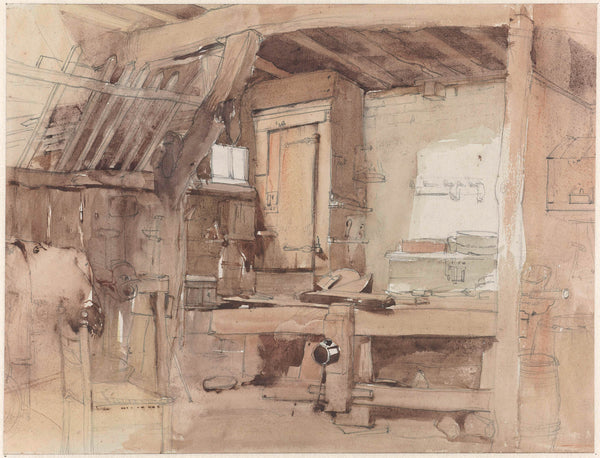 petrus-franciscus-greive-1821-corner-of-the-carpenter-shop-of-house-klingelbeek-to-art-print-fine-art-reproduction-wall-art-id-a4are1j00