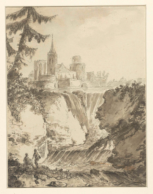 unknown-1700-ruinous-church-near-a-waterfall-art-print-fine-art-reproduction-wall-art-id-a4aurfq05