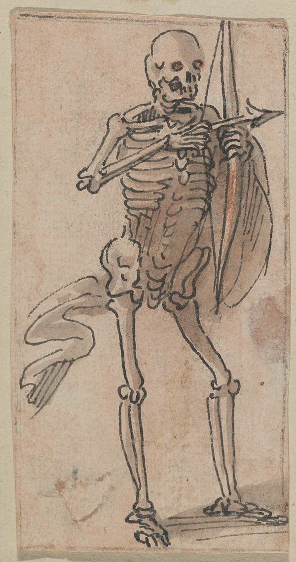 unknown-1600-standing-skeleton-with-bow-and-arrow-art-print-fine-art-reproduction-wall-art-id-a4cfd23z9