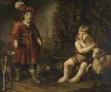 douwe-juwes-de-dowe-1647-porträtt-av-två-små-pojkar-i-ett-landskap-en-klädd-konst-tryck-fin-konst-reproduktion-väggkonst-id-a4e6ribar