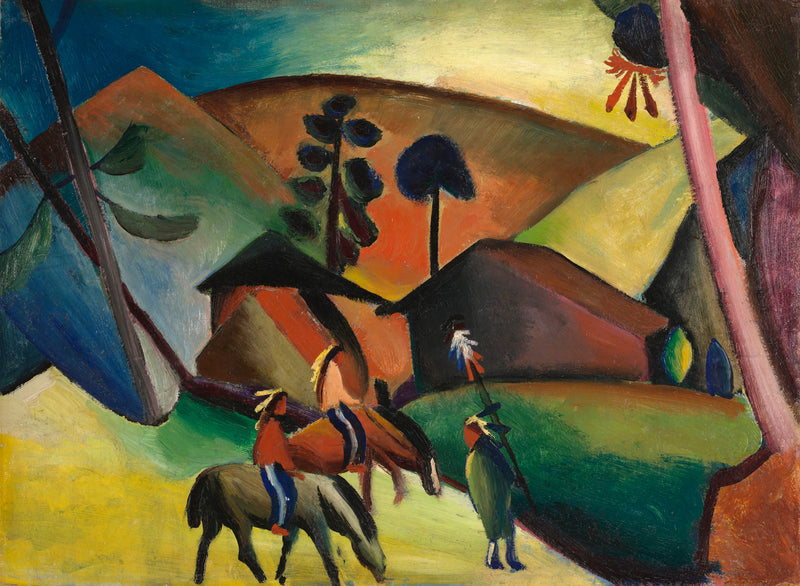 august-macke-1911-indian-on-horses-art-print-fine-art-reproduction-wall-art-id-a4i007t29