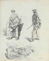 pieter-van-loon-1840-drie-studies-van-'n-jagter-kunsdruk-fynkuns-reproduksie-muurkuns-id-a4n4t45hc