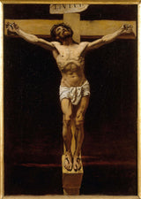 萊昂·博納-1873-基督在十字架上素描巴黎法院法庭的法庭藝術印刷品美術複製牆-藝術