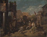 弗朗西斯科·迪奧菲比-1838-兒童在羅馬街頭玩耍的藝術印刷品美術複製品牆藝術 id-a4qsxuo21
