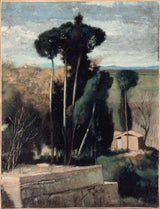 讓-雅克-亨納-1859-意大利-景觀-松樹-藝術-印刷-美術-複製品-牆壁藝術
