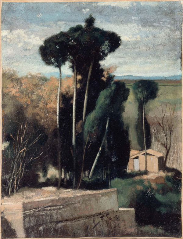jean-jacques-henner-1859-italian-landscape-pines-art-print-fine-art-reproduction-wall-art