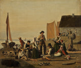 julius-friedlaender-1839-scene-in-a-fishing-hamlet-taarbaek-in-Szealand-art-print-fine-art-reproduction-wall-art-id-a4vg9zt31