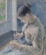 卡米爾-畢沙羅-1881-年輕農民吃她的咖啡藝術印刷品美術複製品牆藝術 id-a4vob94f0
