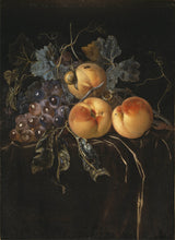 威廉·范·阿尔斯特的静物画，有桃子和葡萄的艺术印刷精美的艺术复制品-墙-艺术-id-a4yn1f2wq