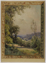 eugene-bourgeois-1901-скица-за-градот-на-бањо-пејзаж-уметност-печатење-фина уметност-репродукција-ѕидна уметност