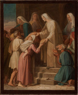 pierre-auguste-pichon-1851-skiss-för-kyrkan-saint-eustache-sainte-genevieve-dela ut-bröd-till-de-fattiga-konsttryck-konst-reproduktionsväggkonst