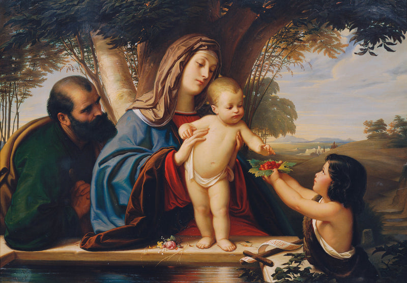 eduard-jakob-von-steinle-1855-holy-family-with-saint-john-the-baptist-art-print-fine-art-reproduction-wall-art-id-a563tzg6y