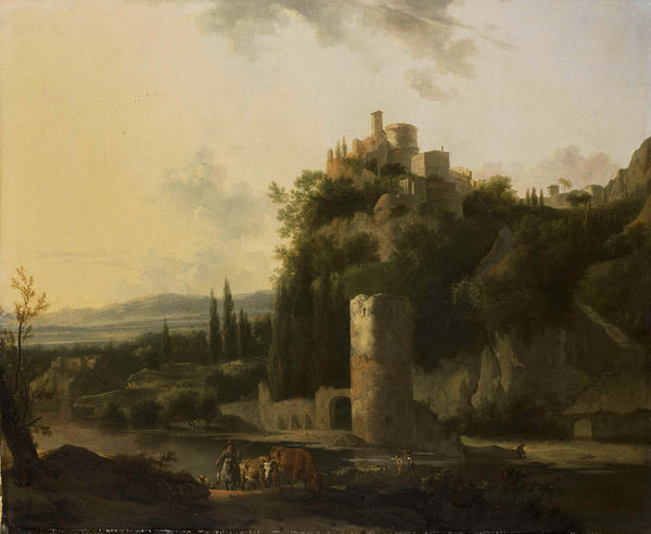 frederik-de-moucheron-1667-italina-landscape-with-round-tower-art-print-fine-art-reproduction-wall-art-id-a56wwa7ng
