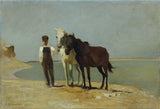 franz-rumpler-1872-一个男孩与马，在海滩上的艺术印刷精美的艺术复制品-墙-艺术-id-a57yxmd9s