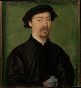 corneille-de-lyon-1540-portret-van-'n-man-met-handskoene-kunsdruk-fynkuns-reproduksie-muurkuns-id-a58k2vhpe