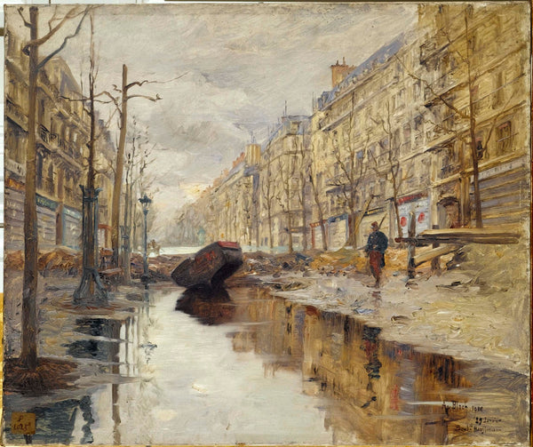 alexandre-bloch-1910-boulevard-haussmann-during-the-1910-floods-art-print-fine-art-reproduction-wall-art