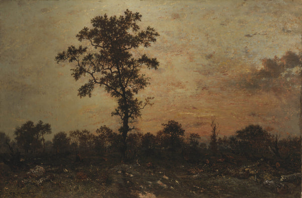 pierre-etienne-theodore-rousseau-1846-edge-of-the-forest-sun-setting-art-print-fine-art-reproduction-wall-art-id-a5avf1uex