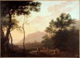 jan-dirksz-båda-1635-pastorala-dansare-i-ett-landskapskonst-tryck-fin-konst-reproduktion-väggkonst
