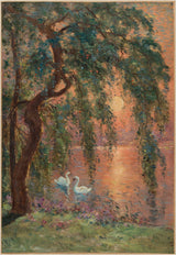iwill-1918-茹安維爾勒蓬愛湖的草圖-垂柳藝術印刷品美術複製品牆藝術