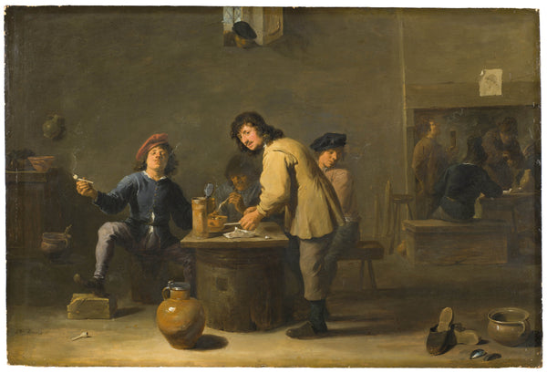manner-of-david-teniers-the-younger-tavern-scene-with-pipe-smokers-art-print-fine-art-reproduction-wall-art-id-a5d2c63aj