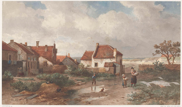 salomon-leonardus-verveer-1875-houses-at-the-edge-of-a-village-in-the-dunes-art-print-fine-art-reproduction-wall-art-id-a5dvhnjme