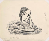 leo-gestel-1935-testa-di-donna-con-uccello-schizzo-stampa-d'arte-riproduzione-d'arte-wall-art-id-a5e6u1ped