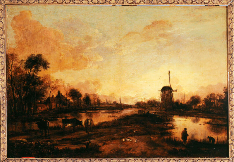 aert-van-der-neer-1645-sunset-on-the-ijssel-art-print-fine-art-reproduction-wall-art