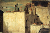查尔斯-埃米尔-美食-1870-巴黎-屋顶-艺术-印刷-美术-复制-墙壁艺术