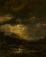 aert-van-der-neer-1650-landskap-by-sonsondergang-kuns-druk-fyn-kuns-reproduksie-muurkuns-id-a5g5xtfi9