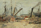 尤金·布丁（Eugene-boudin）1885年，拖网渔船的艺术印刷精美的艺术复制品墙艺术ID-a5hkkwqfk