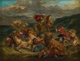 尤金·德拉克罗瓦（Eugene-delacroix）1861年狮子狩猎艺术印刷精美的艺术复制品墙壁艺术ida5jpc55cm