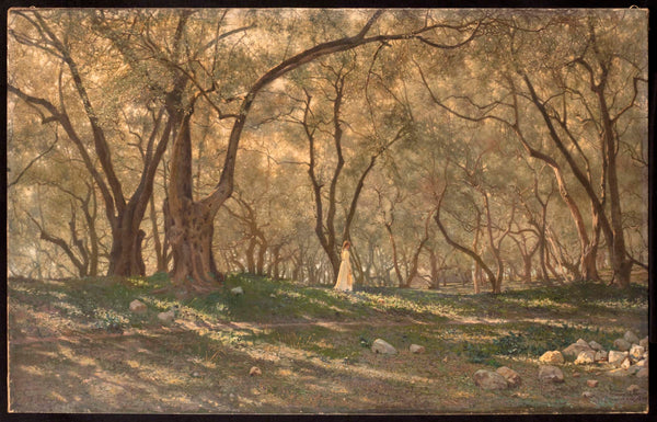 henry-brokman-1897-girl-under-the-olive-trees-menton-art-print-fine-art-reproduction-wall-art