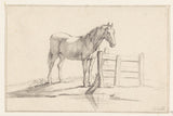 jean-bernard-1775-horse-standing-at-a-fend-right-art-print-fine-art-reproduction-wall-art-id-a5kozy7s6