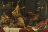 frans-snijders-1600-靜物與鹿頭野豬頭水果和鮮花藝術印刷品美術複製品牆藝術 id-a5nwzolgf