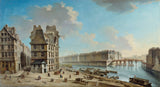 尼古拉斯·讓·巴蒂斯特·拉格內特-1754-從罷工地點看到的聖路易斯島和紅橋的罷工藝術印刷美術-複製牆藝術